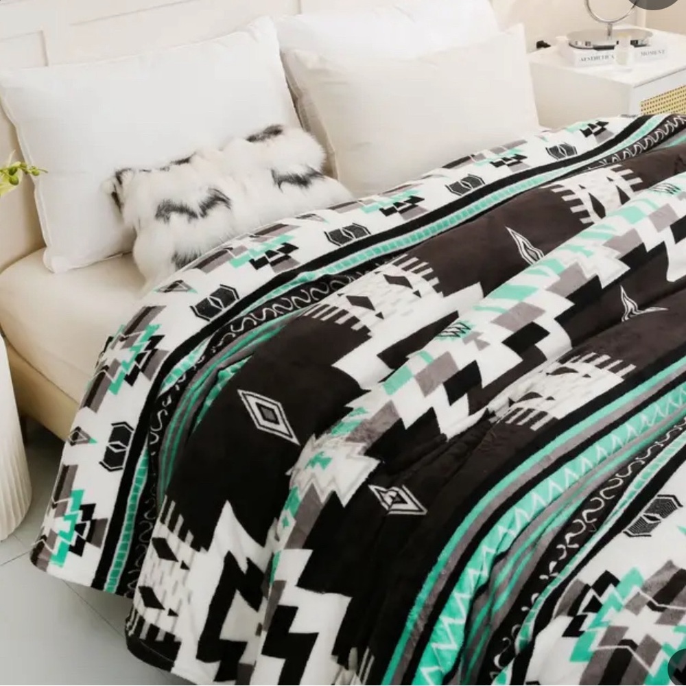 Boho Pattern Blanket, 200GSM Bohemian Ethnic Style  Blanket For All Season, Soft - Picture 2 of 5